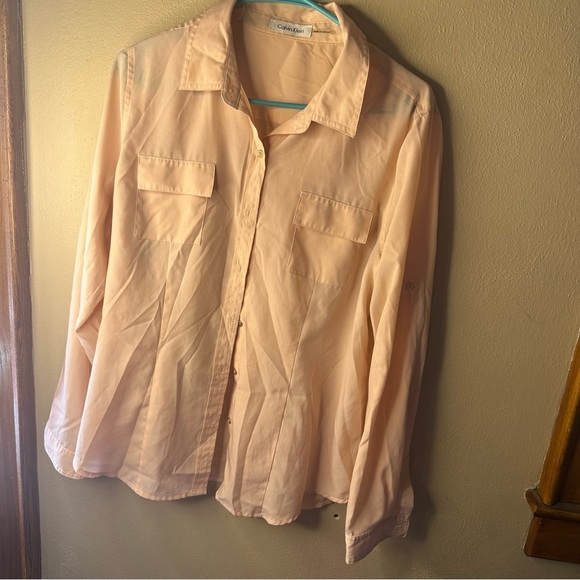 Calvin Klein Peach Button-Up Blouse - Picture 1 of 6